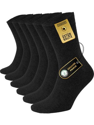Die Grup Tr 6 Çift Premium Siyah Uzun Erkek Çorap - Organik Pamuktan Rahat Dikişsiz Çoraplar - Bambu Klasik Ofis ve Okul Kadın Siyah Çorapları - Siyah & Antrasit