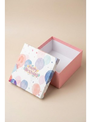 Die Grup Tr Doğum Günü Temalı Hediye Kutusu, Premium Karton Hediye Kutusu, 26X26X13 cm