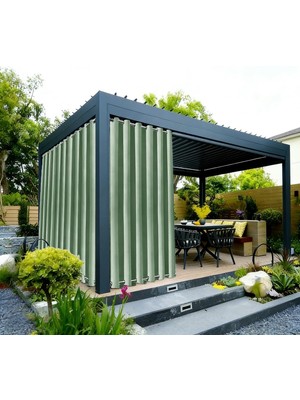 Die Grup Tr Dış Perdeler, Termal Perde, G 220 x Y 255 Cm, Soğuğa Karşı Dayanıklı, Su Geçirmez, Çıkarılabilir, Veranda, Pergola, Çardak Için Yeşil