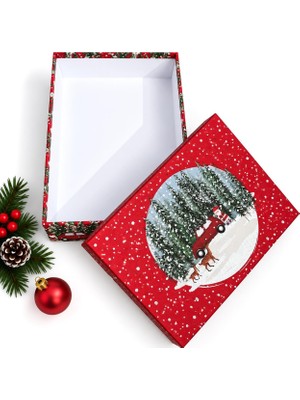 Die Grup Tr Yılbaşı Hediye Kutusu – 36X26X11 cm Noel Temalı Kapaklı Hediye Kutusu | Dayanıklı Karton, Varak Detaylı Yeni Yıl Hediye Paketi Kutusu Model 1