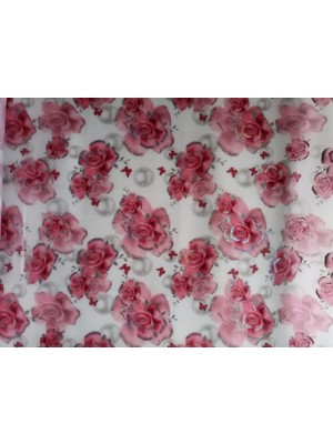 Die Grup Tr Şeffaf Desenli Masa Örtüsü 1,7 mm 80 Cmx 100 cm Pvc Kaymaz Masa Örtüsü Pembe-Beyaz 80 x 140