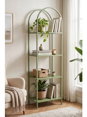 Dekopratik Mona 40CM Kemerli Çok Amaçlı Metal Raf - Mint Yeşili Dekoratif Banyo, Mutfak ve Balkon Düzenleyici Kitaplık