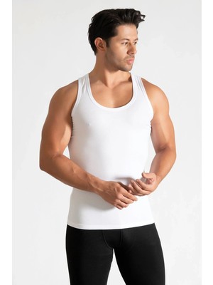 Tutku Erkek Beyaz 6`lı %100 Pamuk Penye Atlet