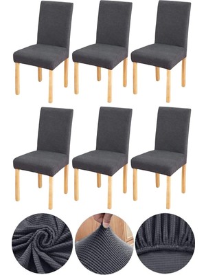 Bambu Nano Kumaş Likralı Yıkanabilir 6'li Sandalye Kılıfı Lastikli Sandalye Örtüsü (6ADET)