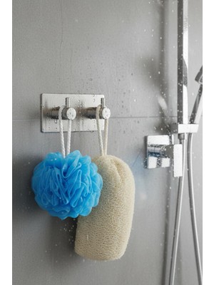 Die Grup Deconox Paslanmaz Çelik Banyo Askısı, 2 Kancalı Kendinden Yapışkanlı Vidasız Duvar Askılığı, Havlu Bornoz Mutfak Askısı, 11 x 5 Cm, Gümüş