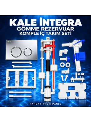 Kale Integra Gömme Rezervuar Komple Iç Takım Seti – Parlak Krom Çift Yuvarlak Buton
