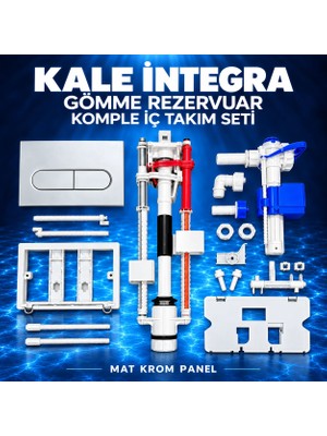 Kale Integra Gömme Rezervuar Komple Iç Takım Seti – Mat Krom Kapsül Buton
