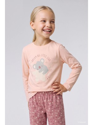DeFacto %100 Pamuk Baskılı Üst Lastikli Paça Alt 2'li Pijama Takımı Kız Bebek I8732A526WN