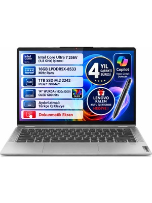 Lenovo Yoga 7 2-In-1 14ILL10 Intel® Core™ Ultra 7 256V 16GB Ram 1tb SSD 14" Touch 83JQ00GSTR Freedos Dokunmatik Taşınabilir Bilgisayar
