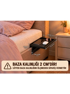 Baydıoğlu Grup Yatak Kenarı Düzenleyici Raf – Telefon ve Kişisel Eşya Tutucu KALINLIĞI 2 CM OLAN BAZALAR İÇİN UGUNDUR !
