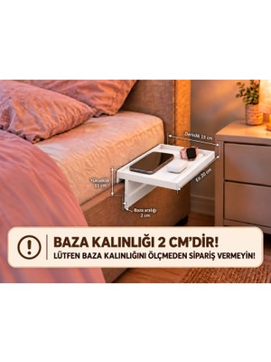 Baydıoğlu Grup Yatak Kenarı Düzenleyici Raf – Telefon ve Kişisel Eşya Tutucu KALINLIĞI 2 CM OLAN BAZALAR İÇİN UGUNDUR !