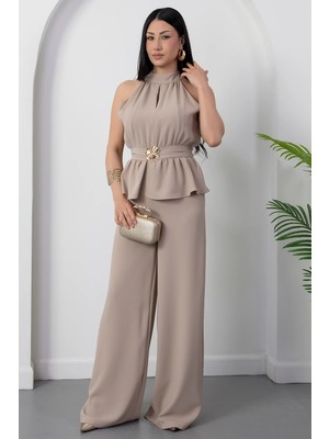 Kalopya Halter Yaka Beli Tokalı Tulum GRS3944