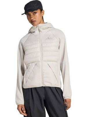 Adidas Multi Hybrid Kadın Ekru Kapüşonlu Mont