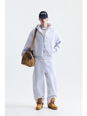 Vamos Süslü Düğme Sweatshirt ve Barrel Fit Eşofman Takım