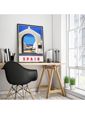 Pegziz Ispanya Vintage Çerçeveli Tablo – Retro Ispanya Balıkçı ve Deniz Temalı Seyahat Posteri, Akdeniz Duvar Dekoru