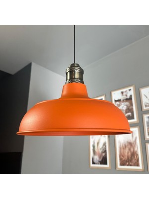 Bamyum Veluna Turuncu Tekli Eskitme Lale Başlık Avize Retro Sarkıt Ofis Showroom Salon Mutfak Avizeleri