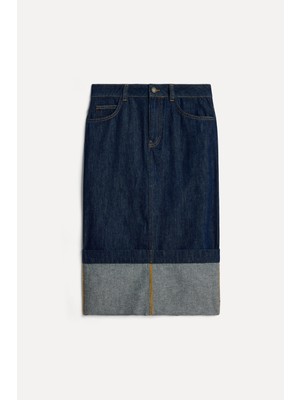 Mudo Kadın Indigo Jean Midi Etek