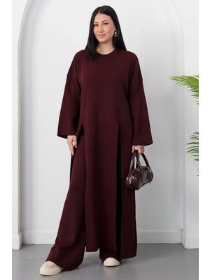 Kalopya Bisiklet Yaka Yırtmaçlı Pantolon Ikili Takım PL2611