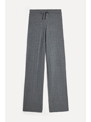 Mudo Kadın Gri Comfort Fit Bağlamalı Pantolon