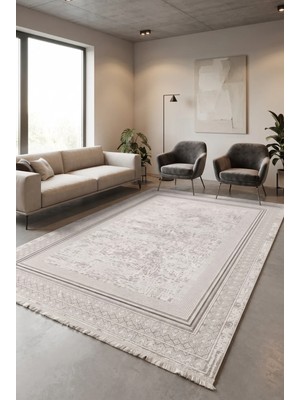 Fenomen Carpet Zena 404A Modern ve Klasik Tarzda Dokuma Gri Halı Oturma Odası Salon Yatak Odası Mutfak Koridor Halısı