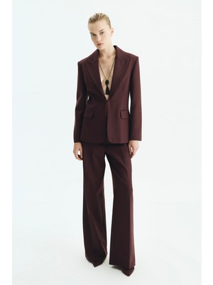 ROMAN Bele Oturan Agraflı Blazer Ceket Bordo KK016017_008