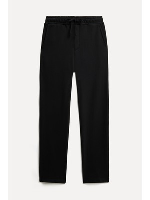 Mudo Erkek Siyah Regular Fit Beli Bağlamalı Pantolon