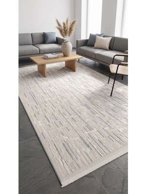 Fenomen Carpet Evole 212A Modern Dokulu Çizgili Mavi Desenli Halı