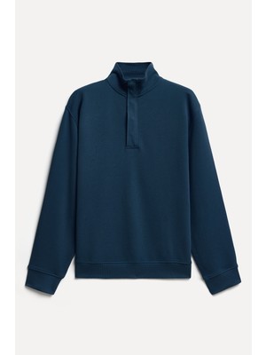 Mudo Erkek İndigo Comfort Fit Dik Yaka Sweatshirt