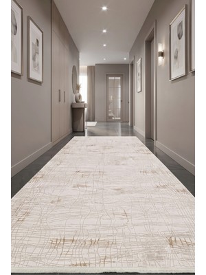 Fenomen Carpet Bianca 30443A Modern Asimetrik Desenli Sade ve Şık Krem Halı Oturma Odası Salon Halısı Krem