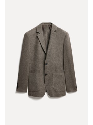 Mudo Erkek Kahverengi Regular Fit Yün Karışımlı Blazer Ceket