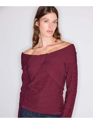 İpekyol Omzu Açık Kontrast Dokulu Triko IW6260050256049