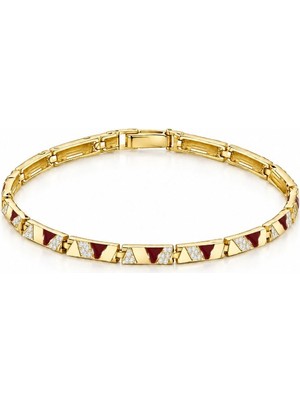 Brezza Lusso Jewelry Kırmızı Mineli Ateş Altın Kaplama Kadın Bileklik