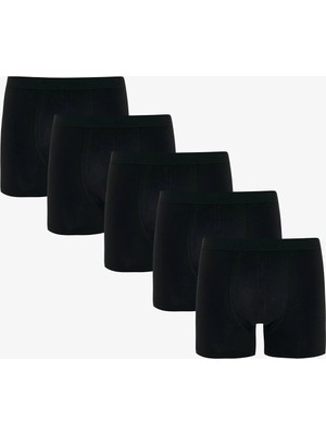 Erkek Pamuklu Basic Black 5li Boxer