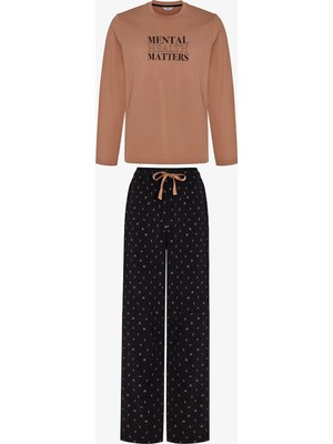 Penti Erkek Clear Mind Geometrik Desenli Pantolon Uzun Kollu Pijama Takımı