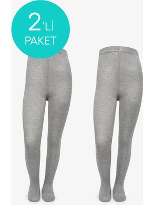 Penti Kız Çocuk Pretty Koton Gri 2li Külotlu Çorap