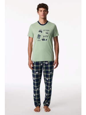Penti Erkek Otter Bath Pantolon Kısa Kollu Pijama Takımı