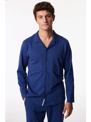 Penti Erkek Lacivert Navy Season Uzun Kollu Gömlek Pantolon Pijama Takımı