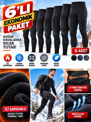 Qulat 6’lı Erkek Termal Tayt Içi Şardonlu Ekonomik Paket