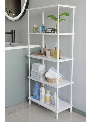 Tr 5 Katlı Çevir Kur Metal Gövdeli Banyo Rafı | Çok Amaçlı Düzenleyici | Organizer Stand Ban