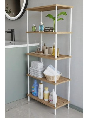 Tr 5 Katlı Çevir Kur Metal Gövdeli Banyo Rafı | Çok Amaçlı Düzenleyici | Organizer Stand Ban