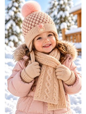 Miniko Kids Kitti 26160-02 Kız 1-4 Atkı Bere Eldiven Set