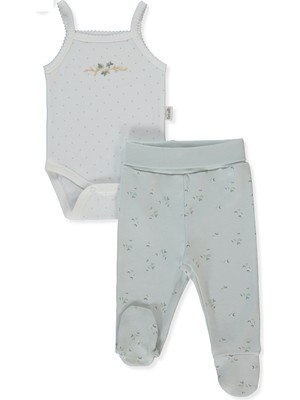 Bebetto Interlok Patikli Pantolon 2li Takım (Flower Garden) Mint
