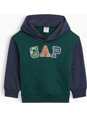 Gap Erkek Bebek Koyu Yeşil Relaxed Colorblock Logo Sweatshirt