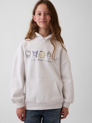 Gap Kız Çocuk Kırık Beyaz Vintagesoft Oversized Kuromi Baskılı Sweatshirt