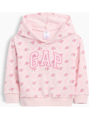 Gap Kız Bebek Pembe Relaxed Fransız Havlu Kumaş Logo Sweatshirt