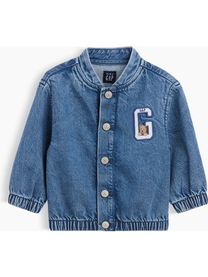 Gap Bebek Mavi Denim Brannan Bear Varsity Logo Ceket