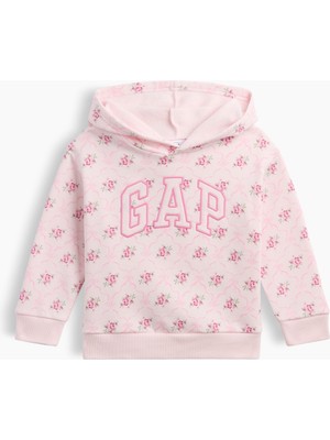 Gap Kız Bebek Açık Pembe Rahat Baskılı Logo Sweatshirt