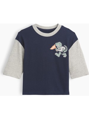 Gap Erkek Bebek Lacivert Colorblock Grafik T-Shirt