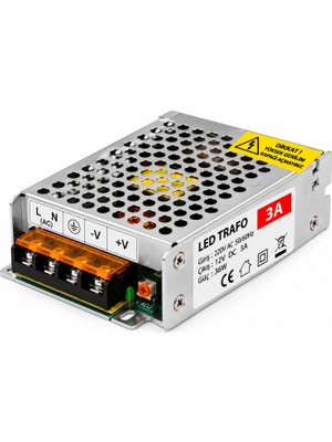 Noas 12V 3A 36W Şerit LED Trafosu – Mini Metal Kasa Adaptör