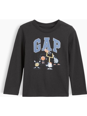 Gap Erkek Bebek Siyah Grafik T-Shirt